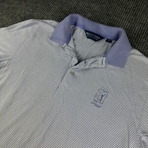Polo Golf Ralph Lauren Mens Purple White Striped TPC Sawgrass Polo Shirt Size M
